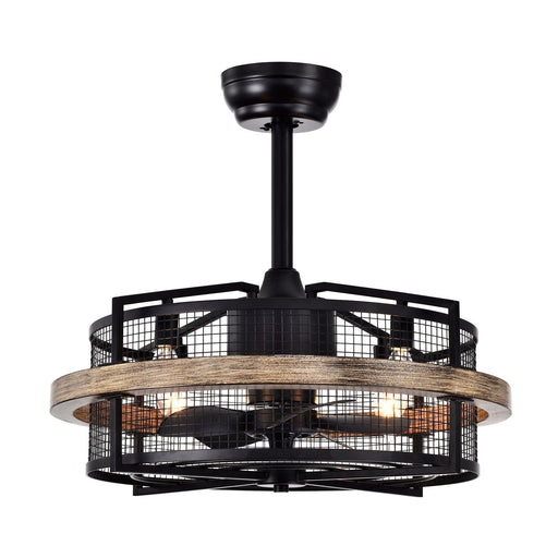20" Industrial Downrod Mount Fandelier Ceiling Fan with Lighting and Remote Control - ParrotUncle
