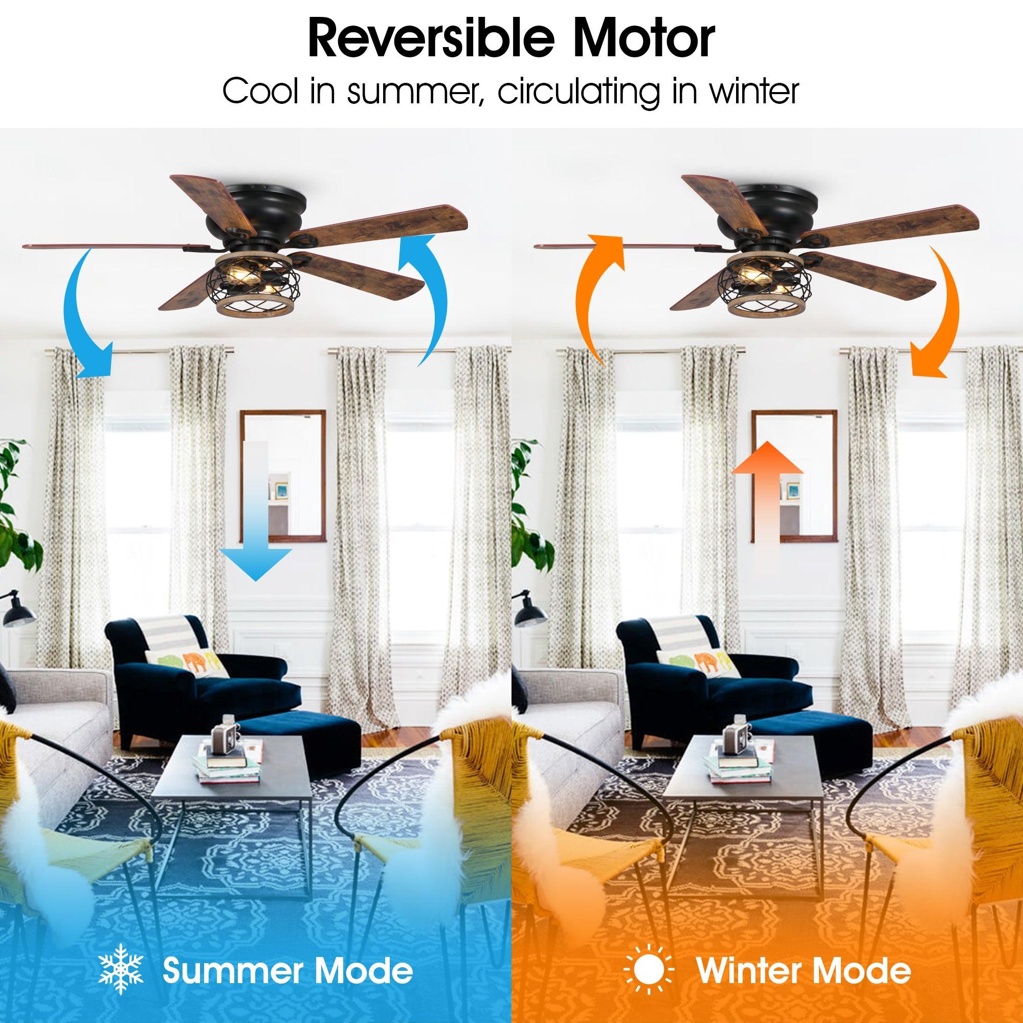Ventilador de techo reversible de 122 cm, estilo granja Amberes, con iluminación y control remoto.