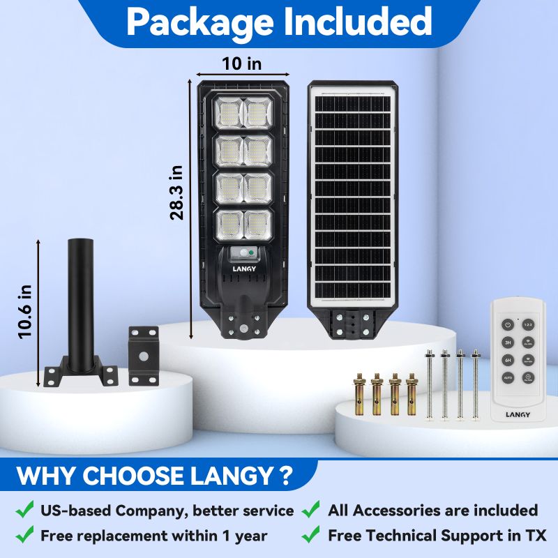 4 pack 200W solar street lights 25000 lumens