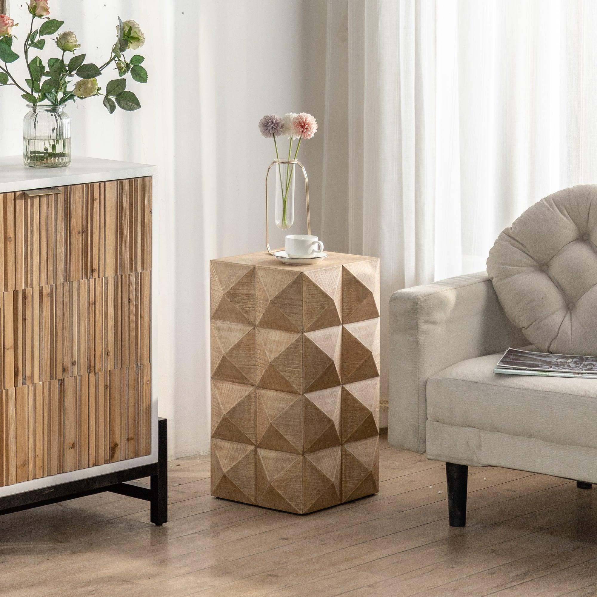 Mesa de centro retro de MDF con diseño tridimensional en relieve de 61 cm de altura