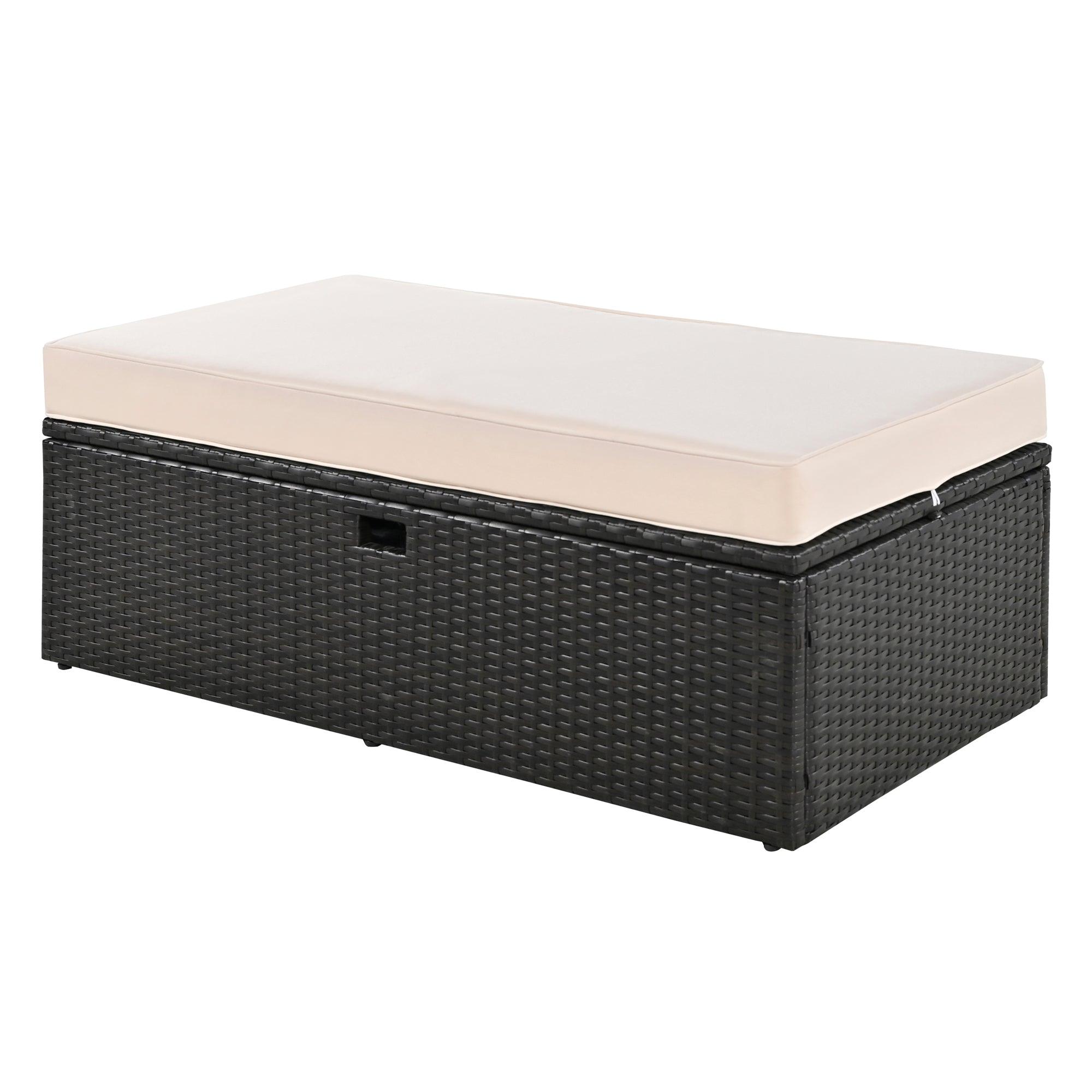 Juego de 2 camas de ratán para exteriores con banco, tumbona y cojines para piscina, jardín y patio.