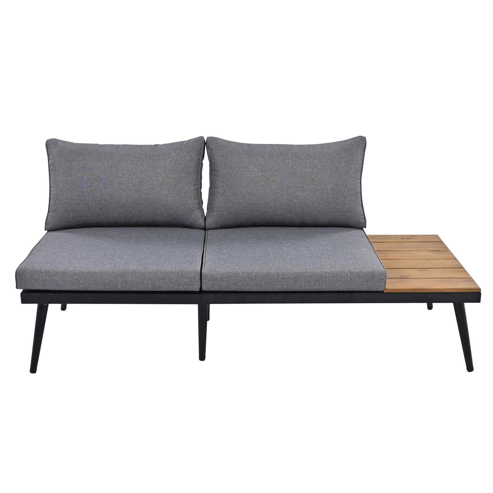 Conjunto de 6 sofás seccionales para exterior con mesas de centro redondas apilables y sofá con cojines para patio, porche y jardín.