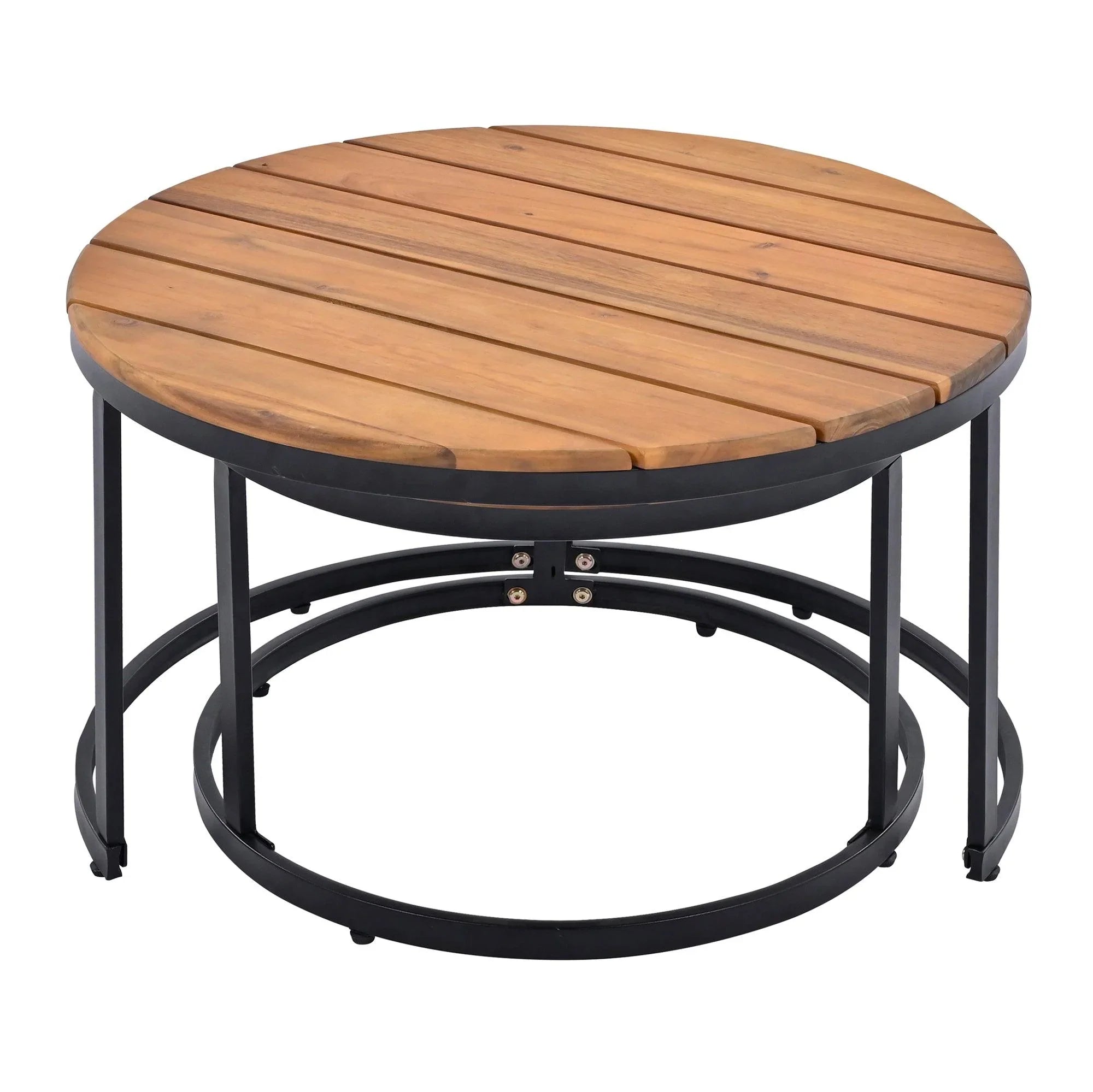 Conjunto de 6 sofás seccionales para exterior con mesas de centro redondas apilables y sofá con cojines para patio, porche y jardín.