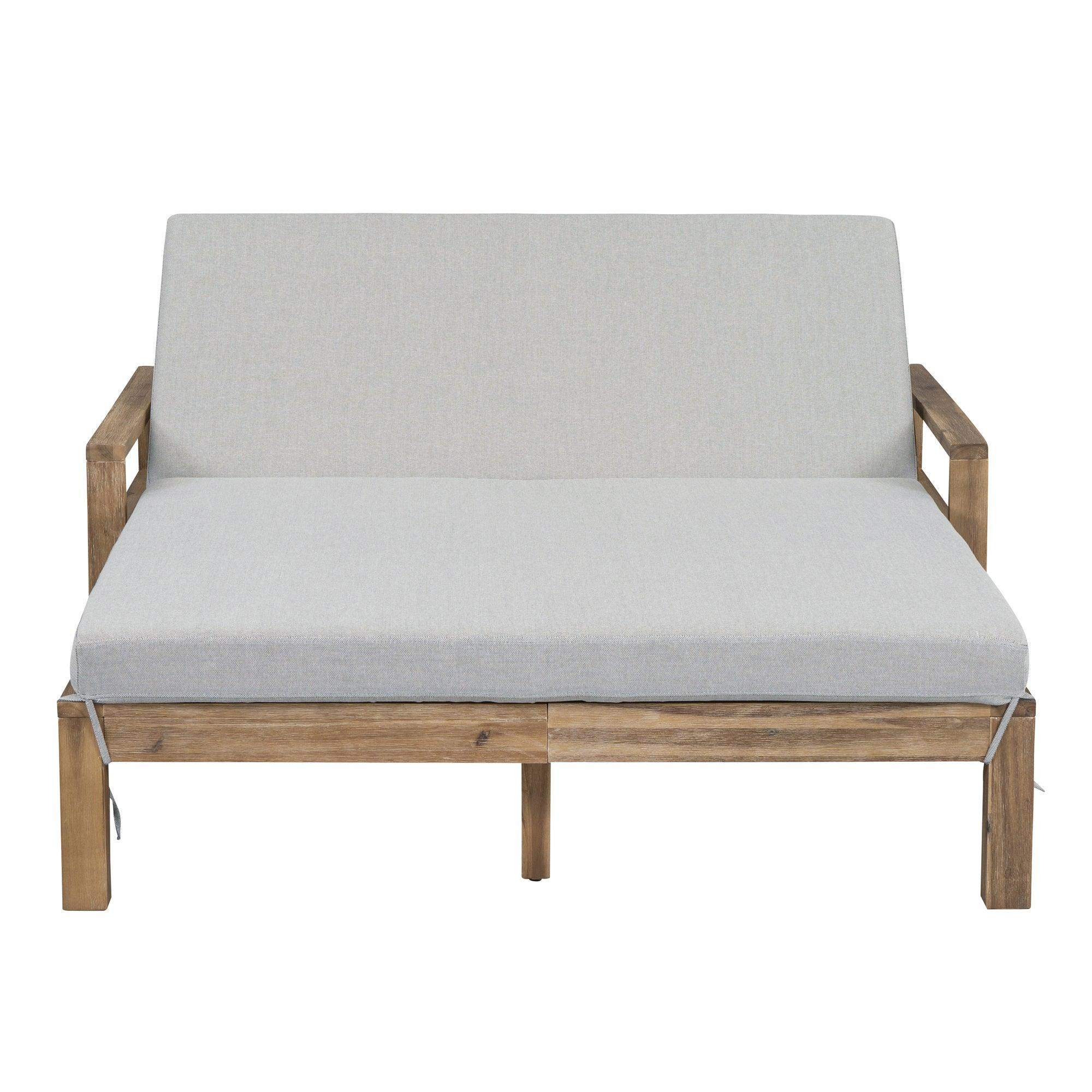 Tumbona de madera estilo granja de una sola pieza para una relajación total, ideal para la piscina, el jardín y el patio.