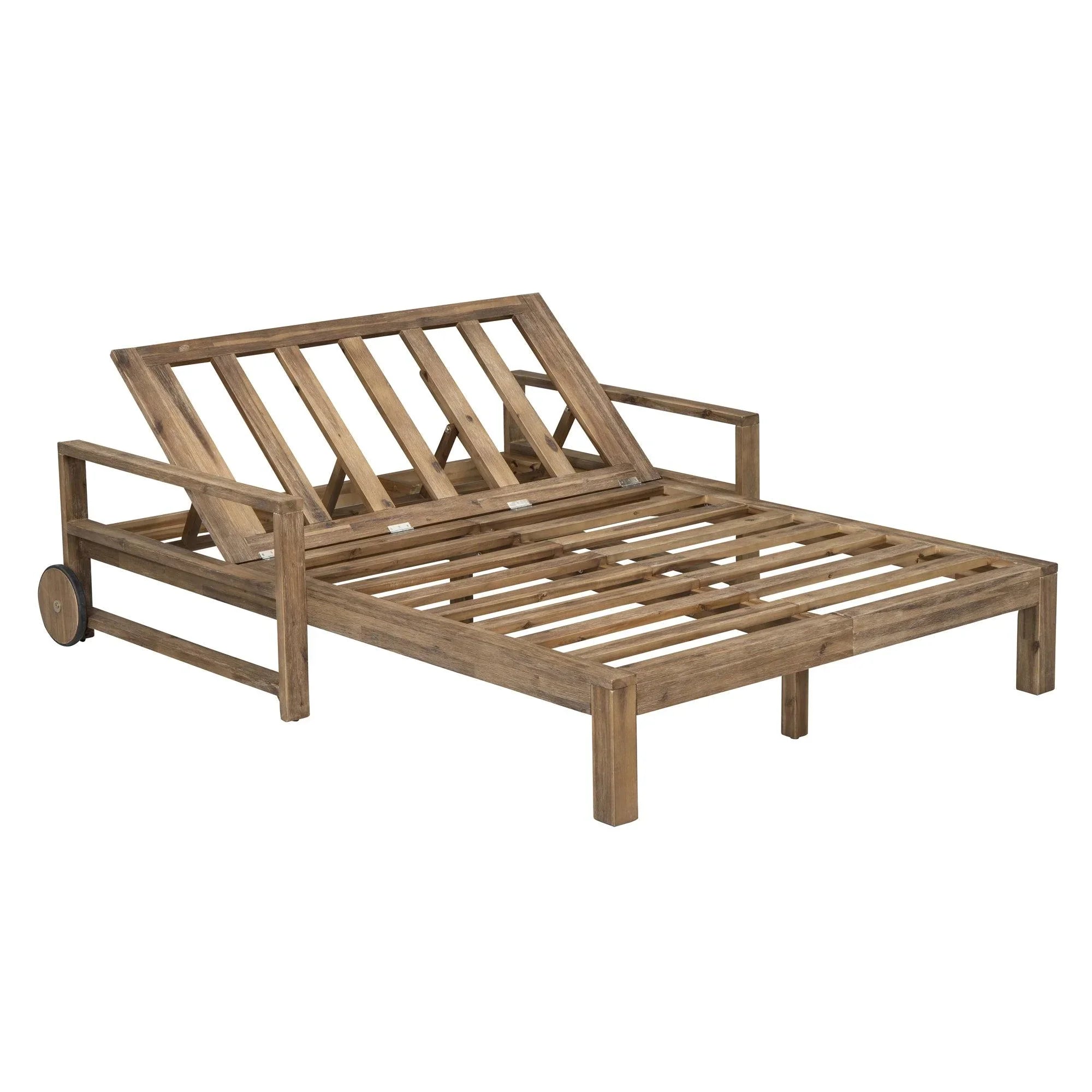 Tumbona de madera estilo granja de una sola pieza para una relajación total, ideal para la piscina, el jardín y el patio.