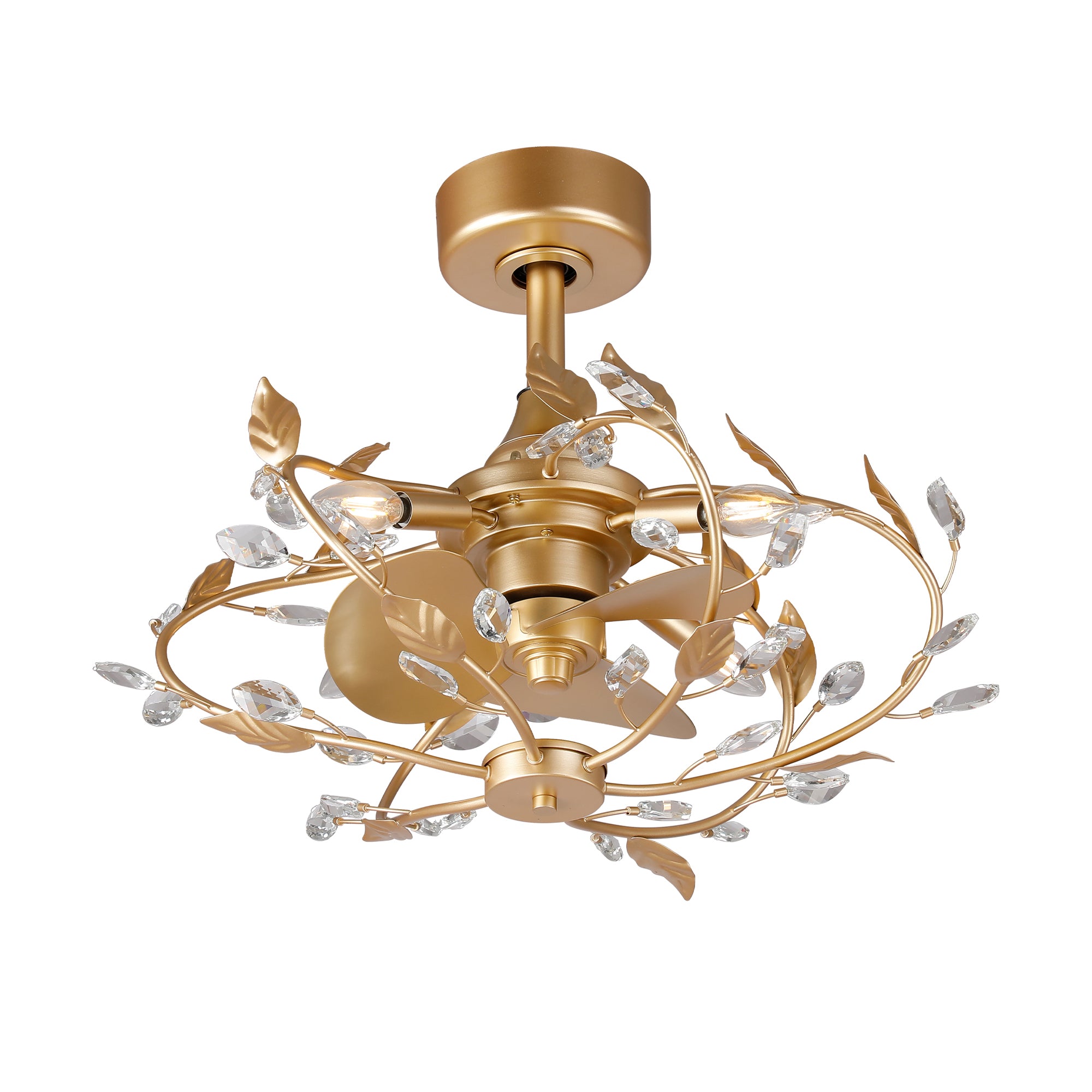 24 Inch Alexia Golden Crystal Ornament Fandelier with Remote Control