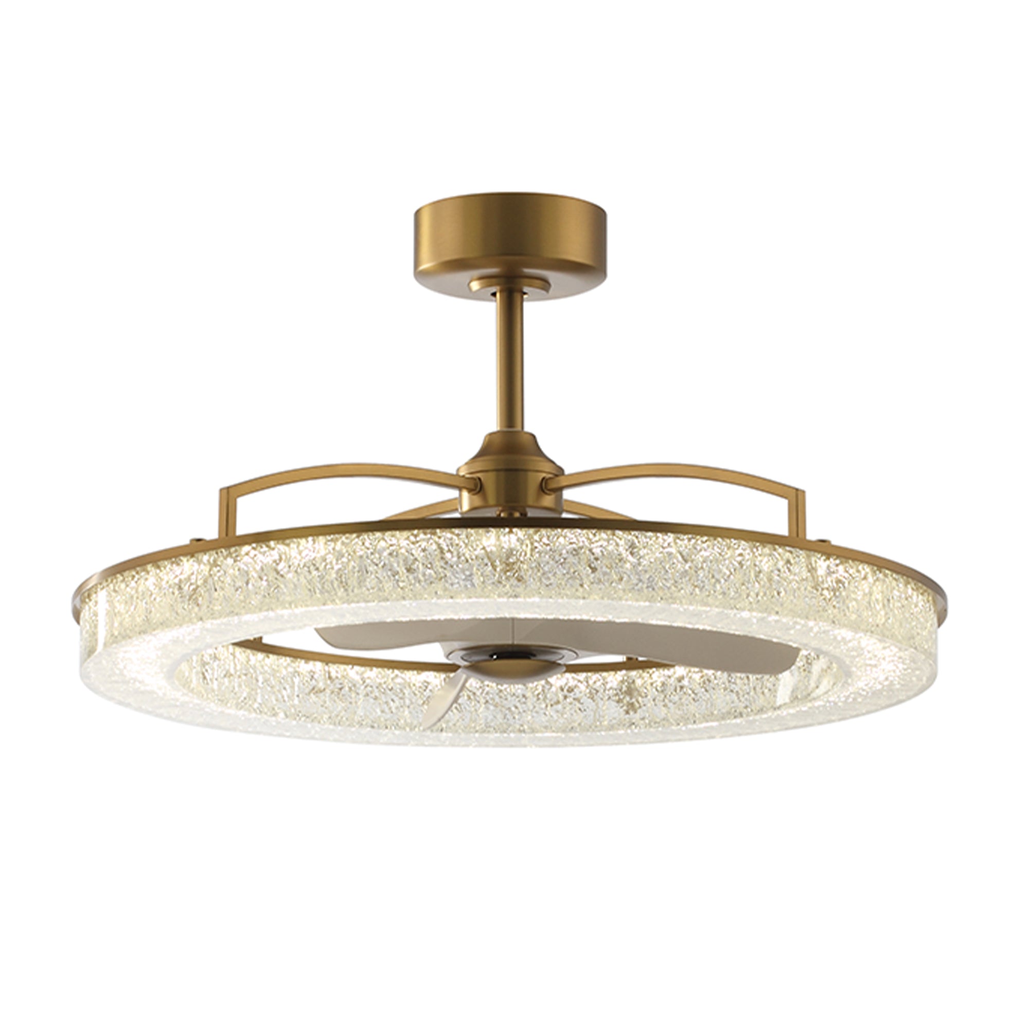 Perimost 32 Inch Andrea Electroplated Golden Luxury LED Fandelier with Remote Control