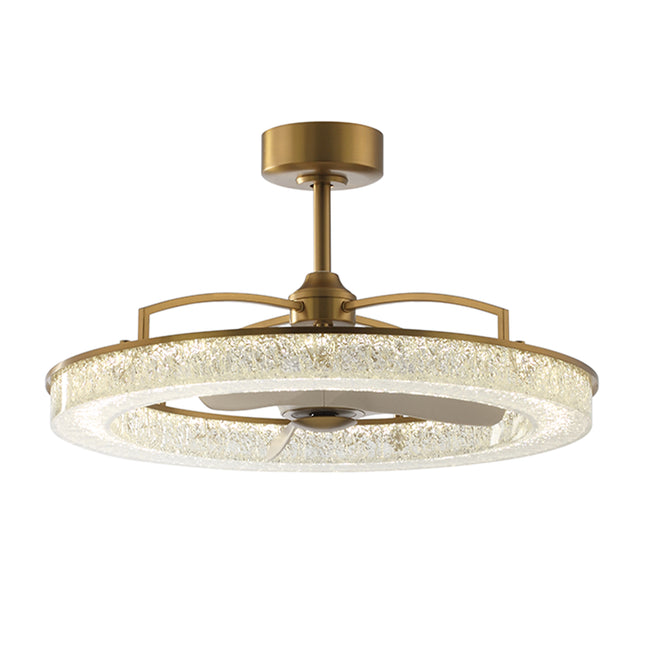 Perimost 32 Inch Andrea Electroplated Golden Luxury LED Fandelier with Remote Control