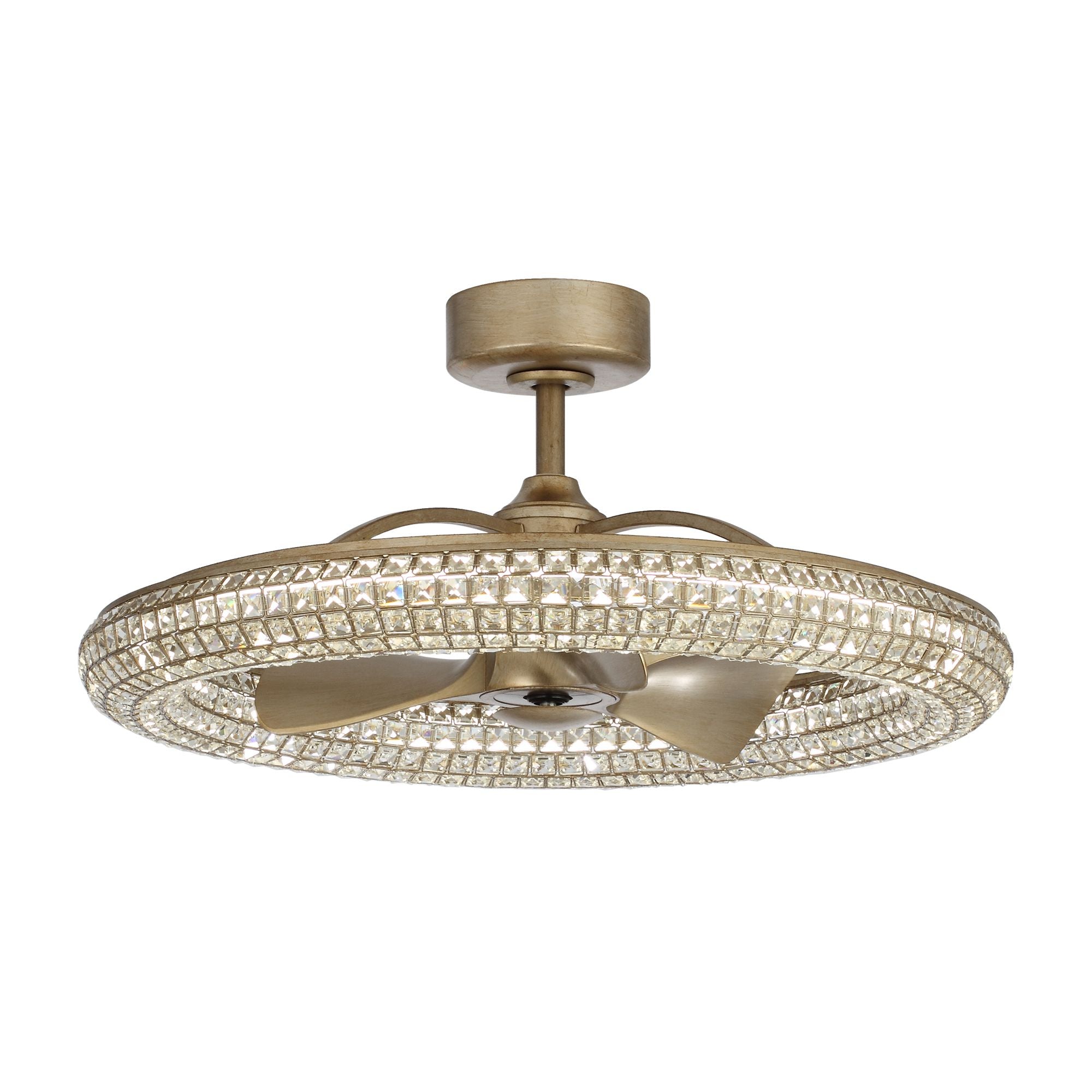 Ventilador de techo moderno de cristal con motor de CC de 33", iluminación y control remoto