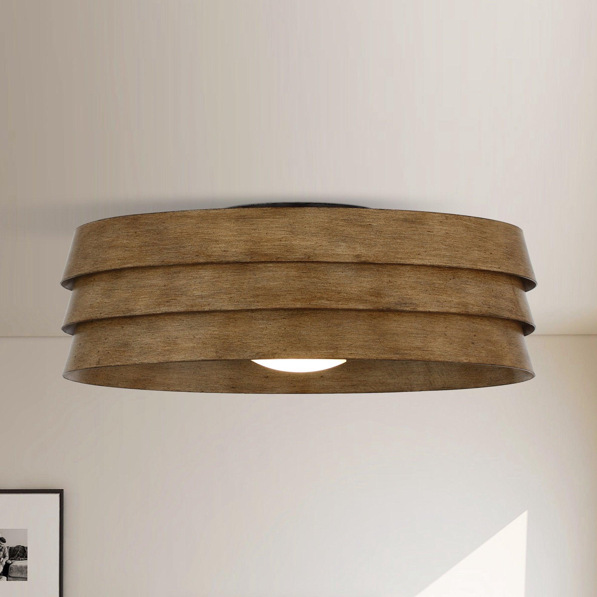 22" Farmhouse Flush Mount Reversible Ceiling Fan with LED Lighting and Remote Control - ParrotUncle