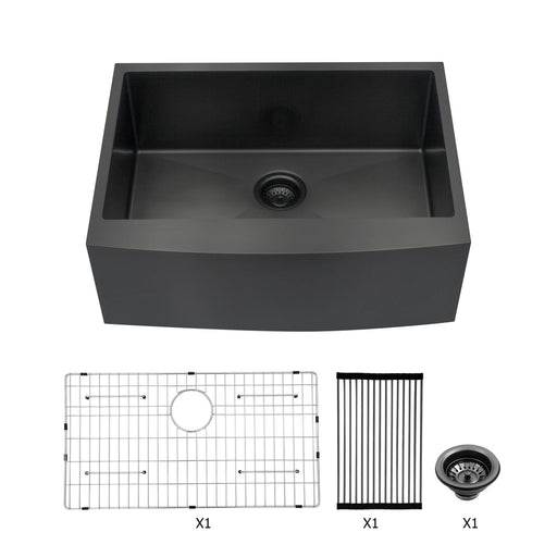 24*21*10" Kitchen Sink Black Single Bowl Kitchen Sink - ParrotUncle