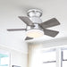 24" Industrial Flush Mount Reversible Iron Ceiling Fan with Lighting and Remote Control - ParrotUncle