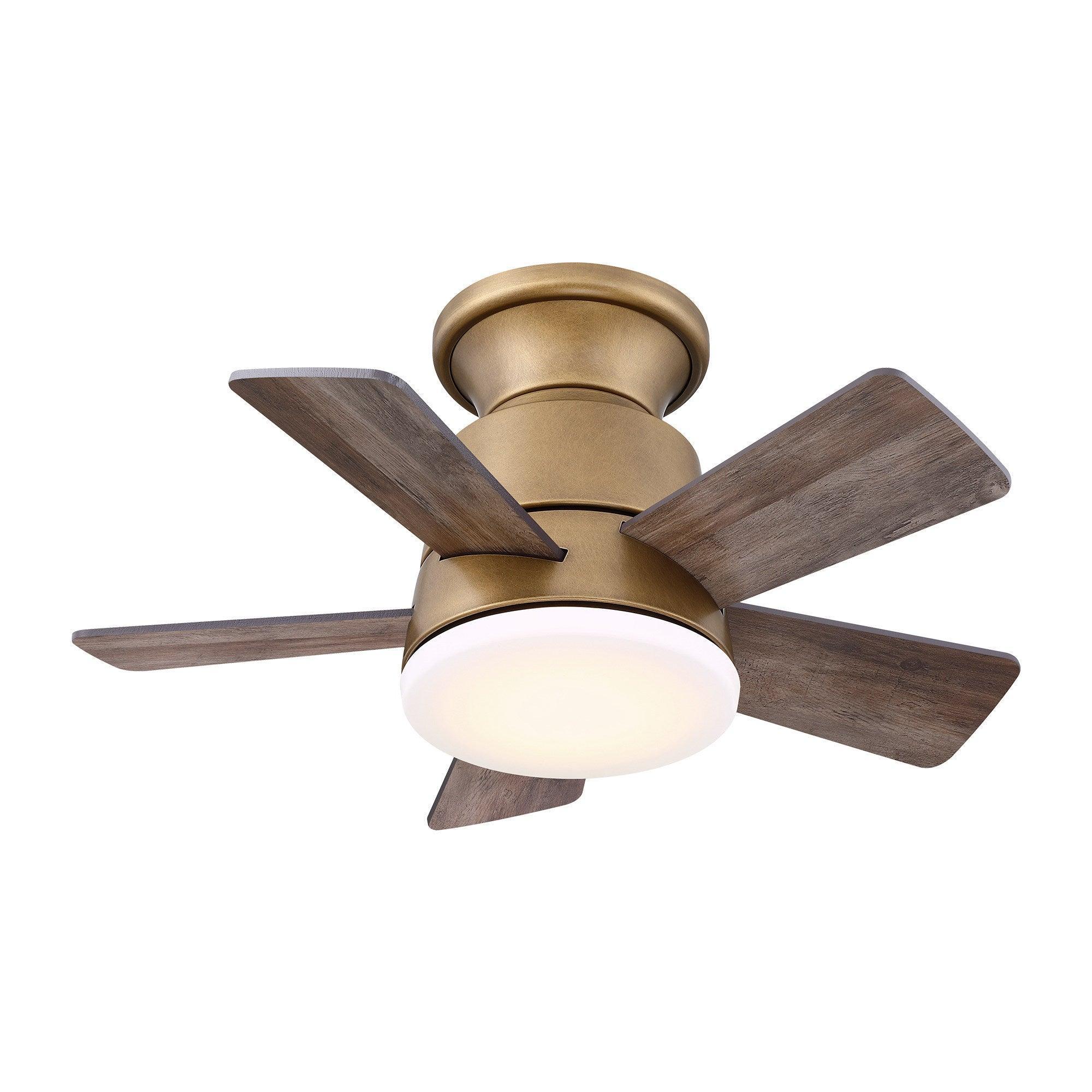 24" Industrial Flush Mount Reversible Iron Ceiling Fan with Lighting and Remote Control - ParrotUncle