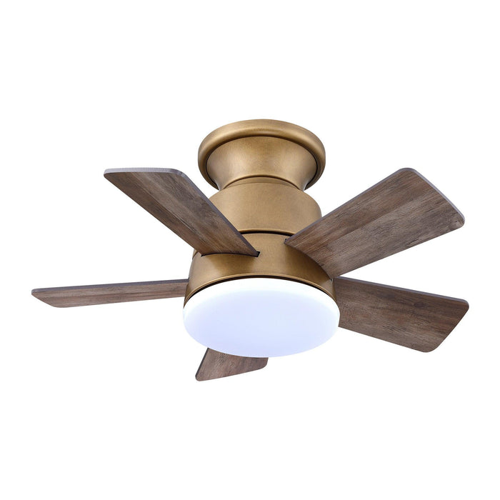 24" Industrial Flush Mount Reversible Iron Ceiling Fan with Lighting and Remote Control - ParrotUncle