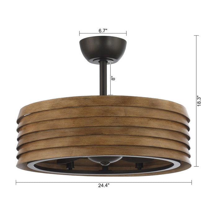 24" Rustic DC Motor Downrod Mount Reversible Fandelier Ceiling Fan with Lighting and Remote Control - ParrotUncle
