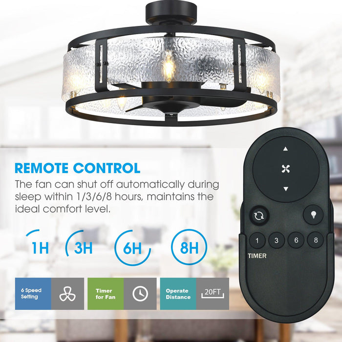 25" Modern DC Motor Downrod Mount Reversible Fandelier Ceiling Fan with Lighting and Remote Control - ParrotUncle