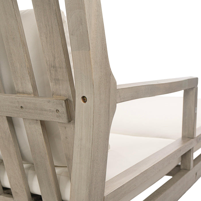 Cama de día para exterior, cama de día para patio con cuatro almohadas, cama de madera para exterior con reposabrazos curvos para piscina, patio y jardín.