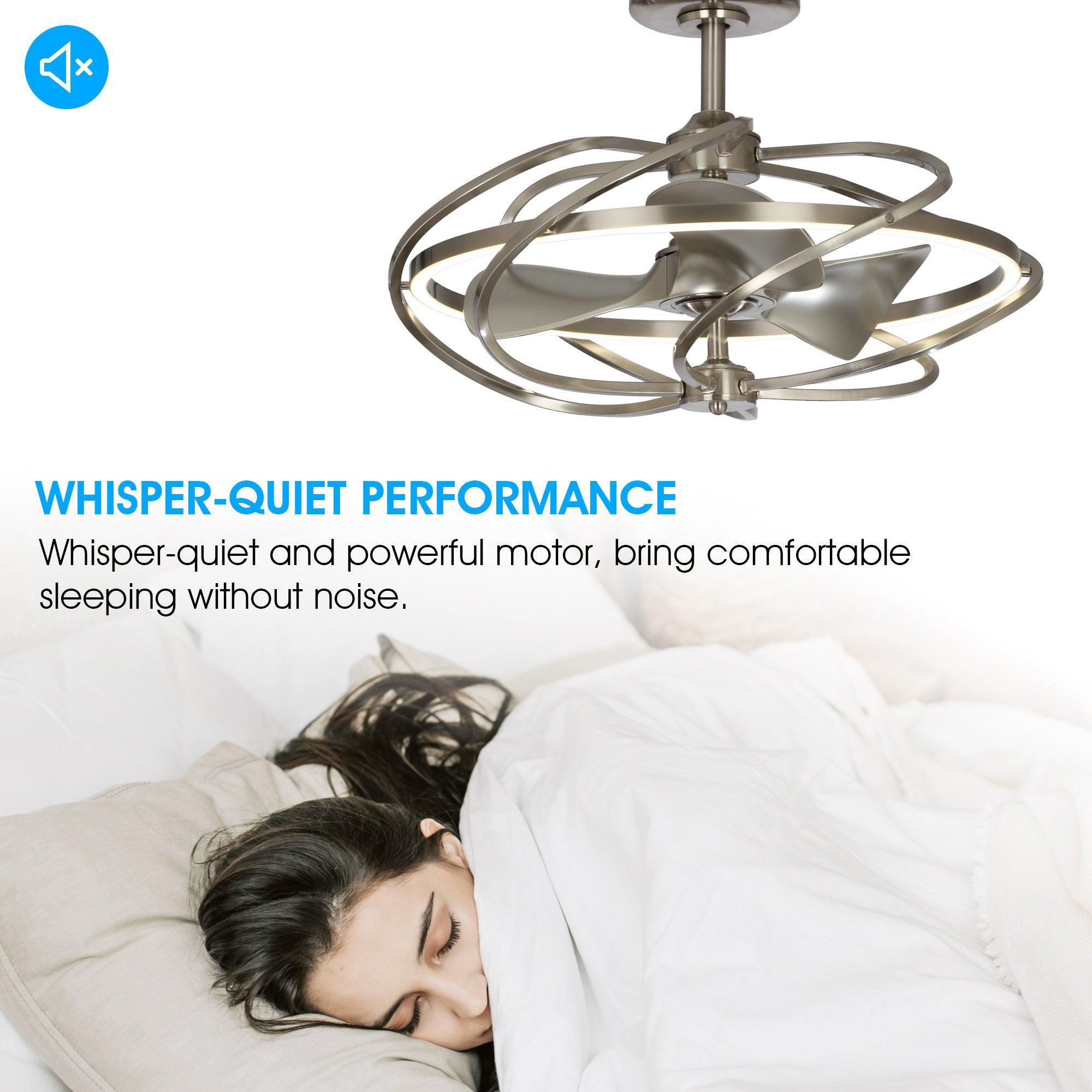 27" Bucholz Modern DC Motor Brushed Nickel Downrod Mount Reversible Ceiling Fan with Lighting and Remote Control - ParrotUncle