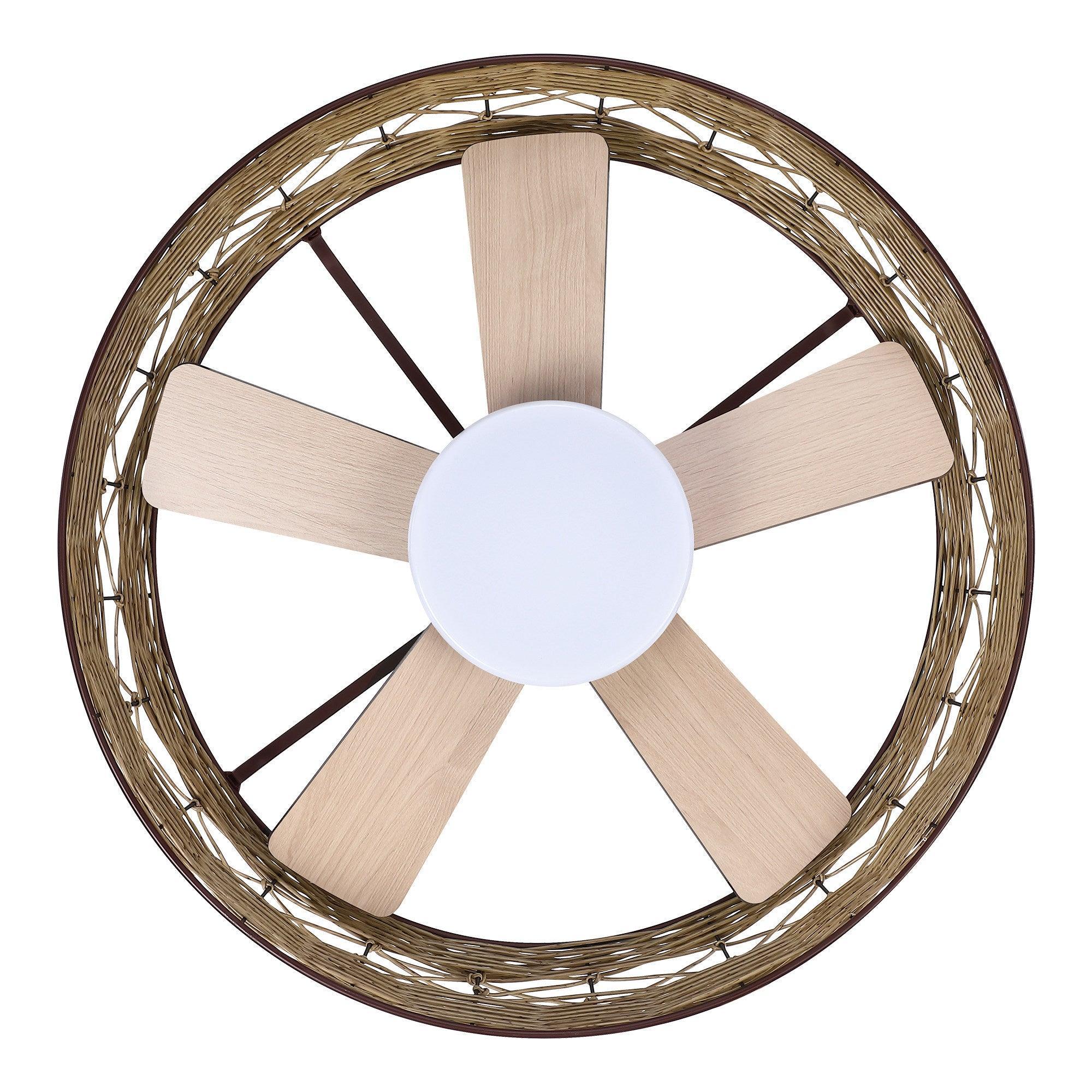 27" Farmhouse Flush Mount Reversible Ceiling Fan with Lighting and Remote Control - ParrotUncle