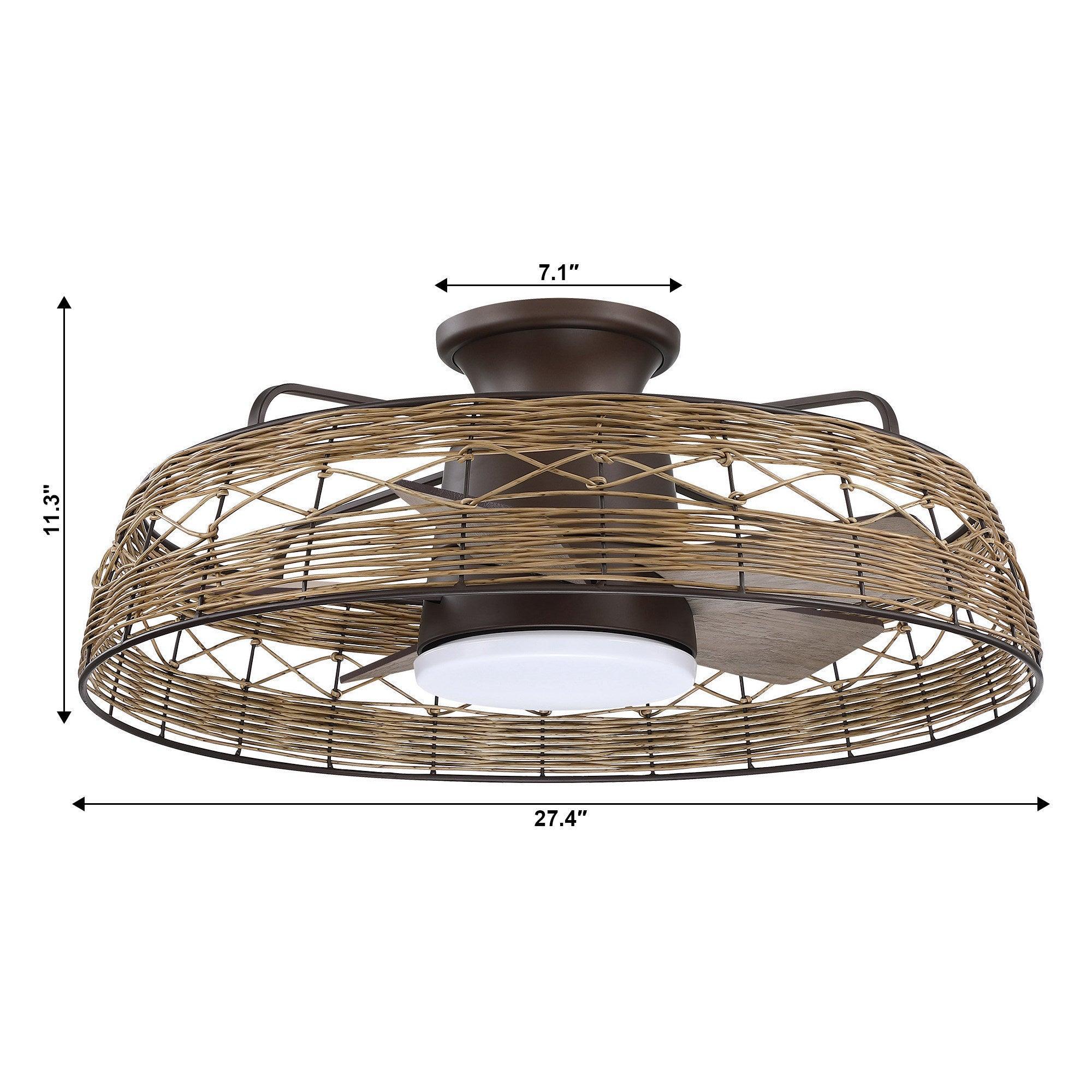27" Farmhouse Flush Mount Reversible Ceiling Fan with Lighting and Remote Control - ParrotUncle