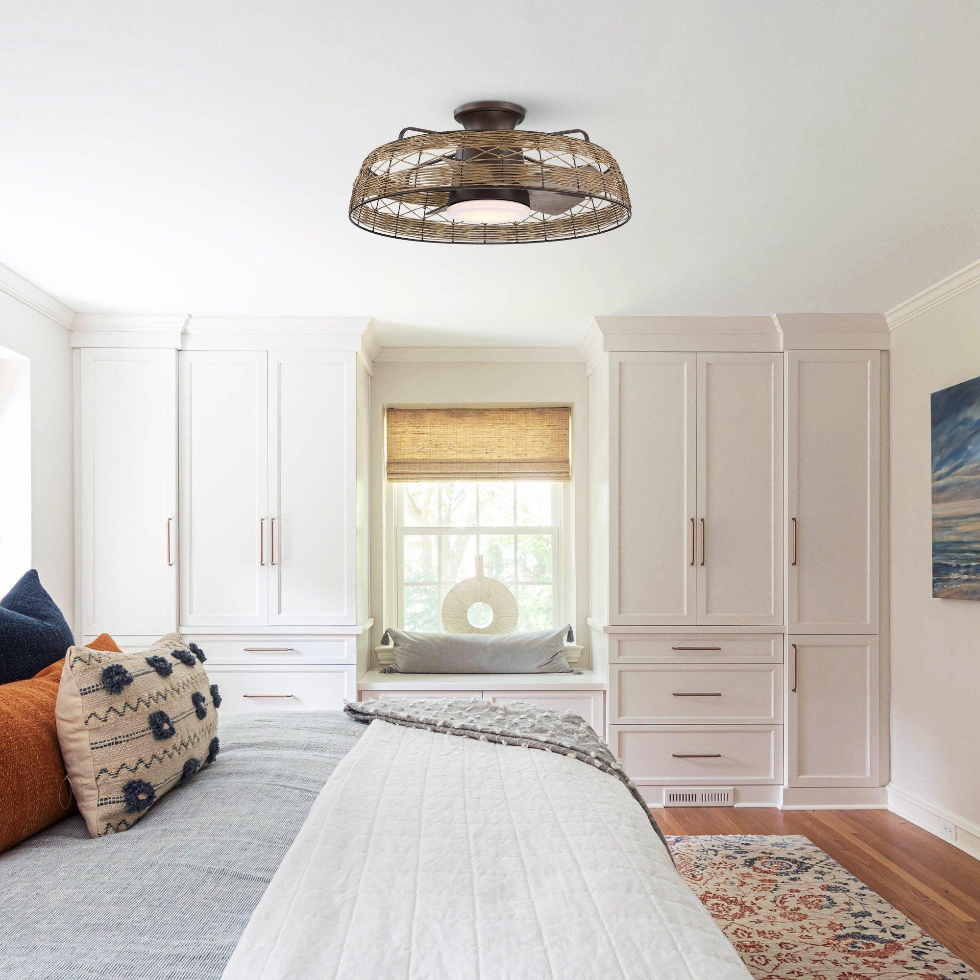 27" Farmhouse Flush Mount Reversible Ceiling Fan with Lighting and Remote Control - ParrotUncle