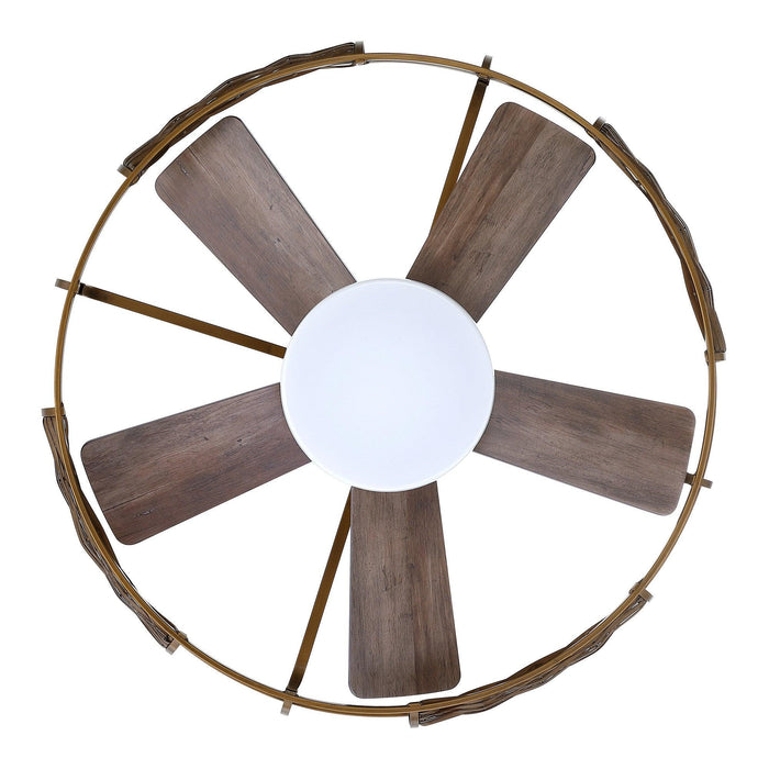 27" Farmhouse Flush Mount Reversible Iron Ceiling Fan with Lighting and Remote Control - ParrotUncle