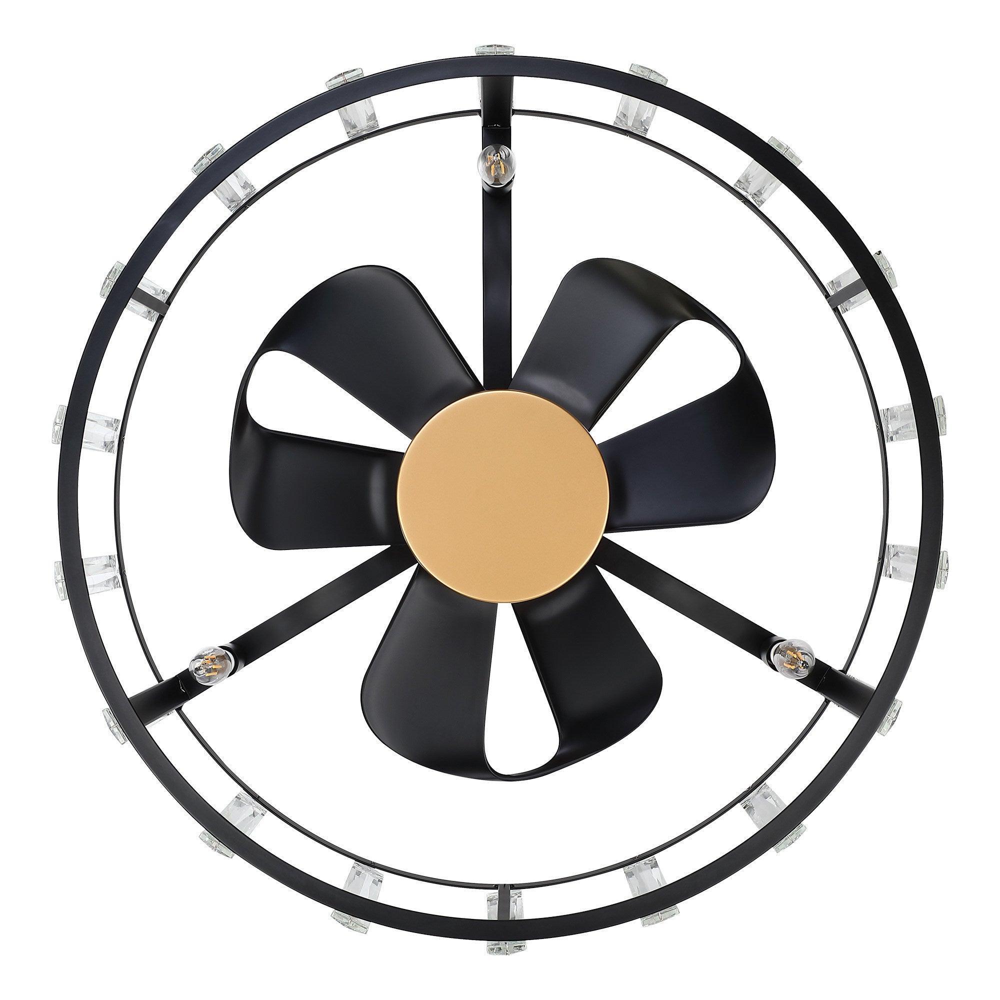 27" Modern DC Motor Downrod Mount Reversible Crystal Ceiling Fan with Lighting and Remote Control - ParrotUncle