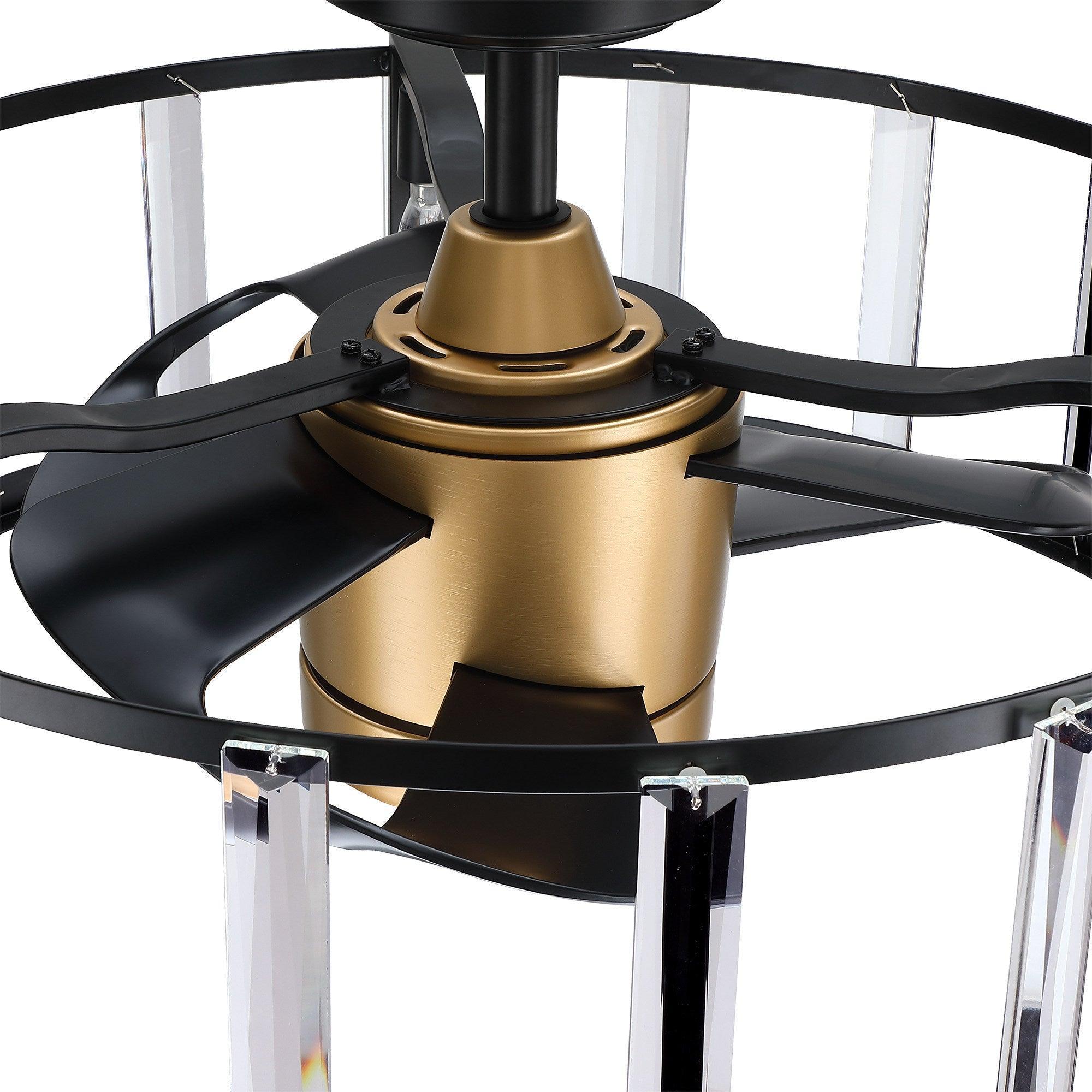 27" Modern DC Motor Downrod Mount Reversible Crystal Ceiling Fan with Lighting and Remote Control - ParrotUncle