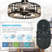 27" Wright Industrial DC Motor Downrod Mount Reversible Crystal Ceiling Fan with Lighting and Remote Control - ParrotUncle