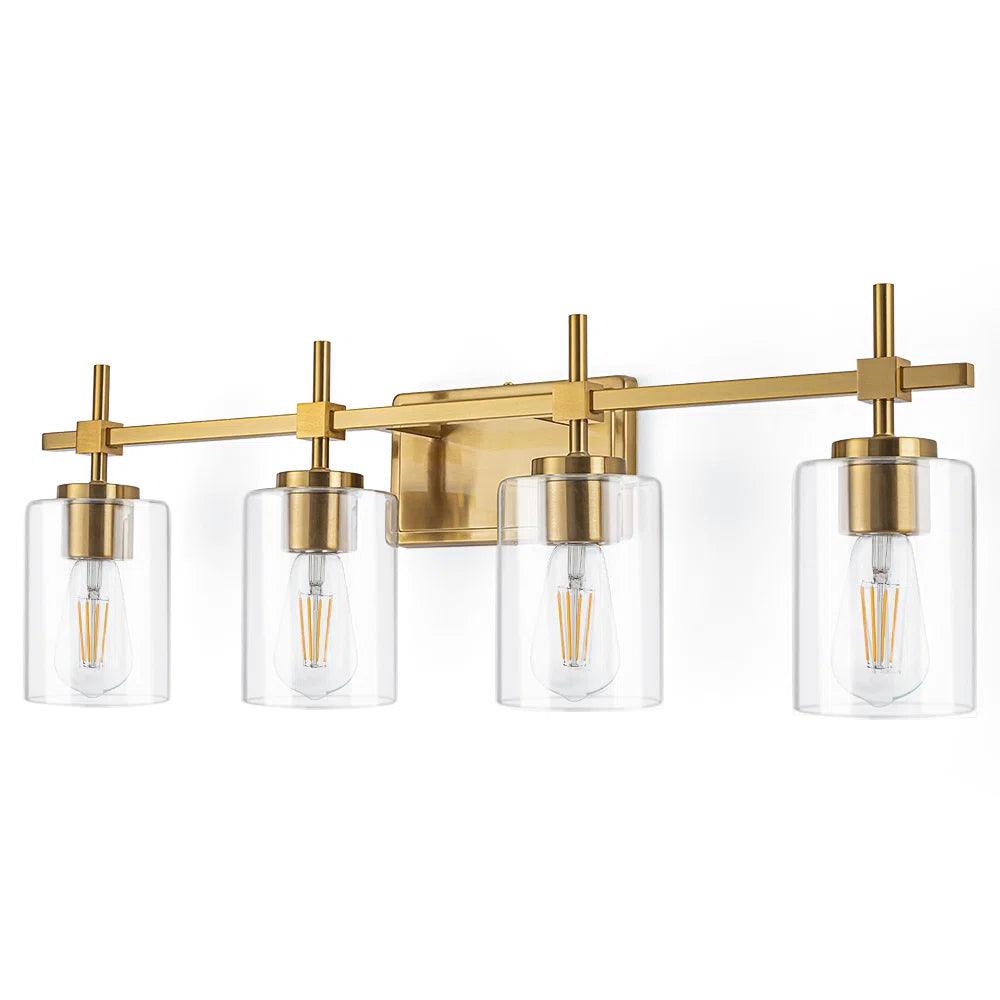 Jasper Black & Gold Clear Glass 4-Light Bathroom Vanity Light