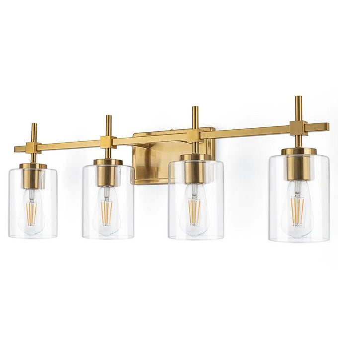 Jasper Black & Gold Clear Glass 4-Light Bathroom Vanity Light