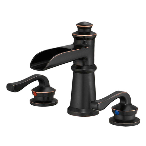 3 Holes Two Handle Widespread Bathroom Sink Faucet in Oil Rubbed Bronze - ParrotUncle