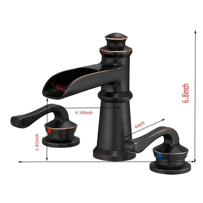 3 Holes Two Handle Widespread Bathroom Sink Faucet in Oil Rubbed Bronze - ParrotUncle