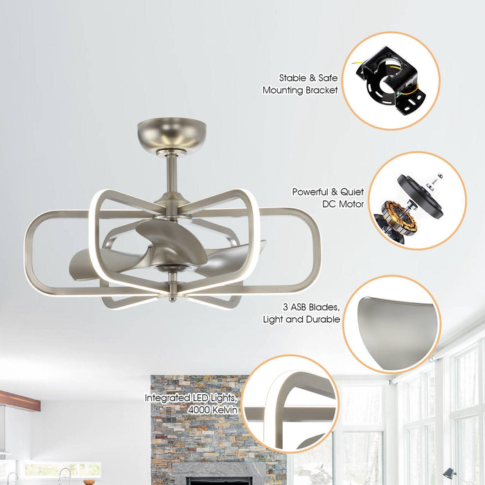 30" Theron Modern DC Motor Downrod Mount Reversible Ceiling Fan with LED Lighting and Remote Control - ParrotUncle