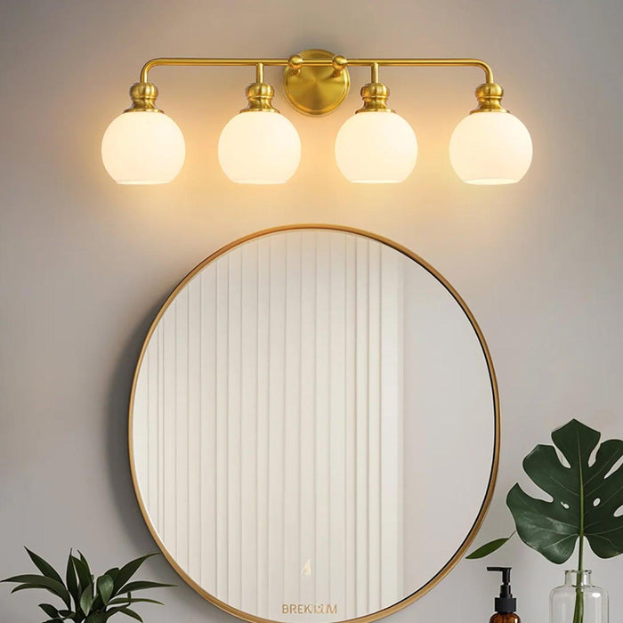 Lámpara de tocador moderna de 4 luces de vidrio esmerilado Irvine Gold
