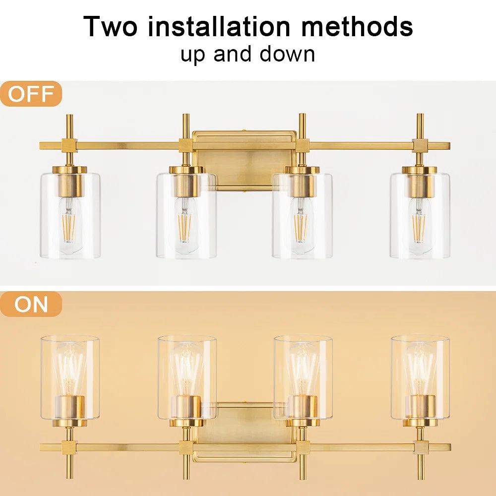 Jasper Black & Gold Clear Glass 4-Light Bathroom Vanity Light