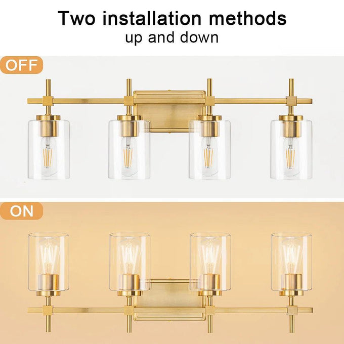 Jasper Black & Gold Clear Glass 4-Light Bathroom Vanity Light