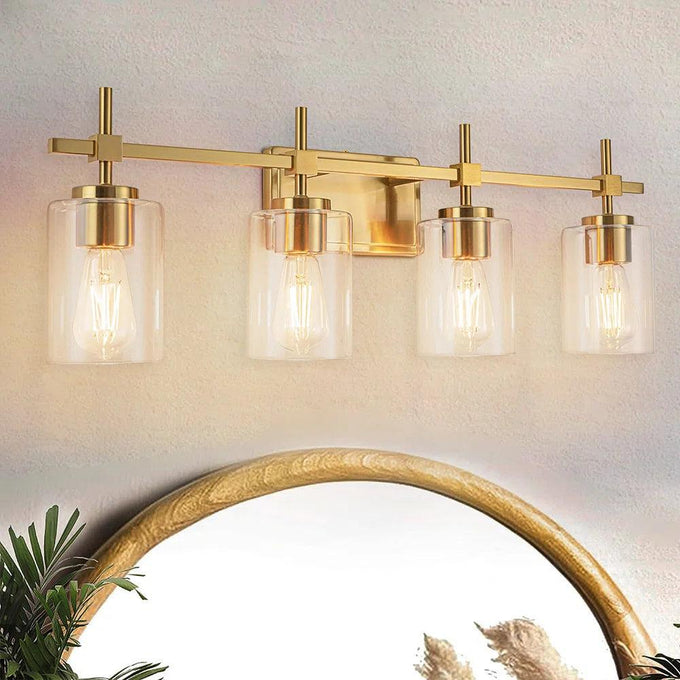 Jasper Black & Gold Clear Glass 4-Light Bathroom Vanity Light