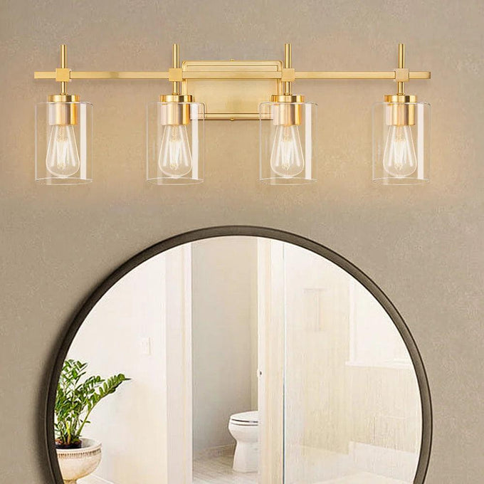 Jasper Black & Gold Clear Glass 4-Light Bathroom Vanity Light