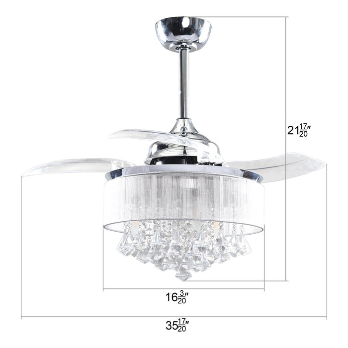 36" Bangaiore Modern Downrod Mount Crystal Ceiling Fan with Lighting and Remote Control - ParrotUncle
