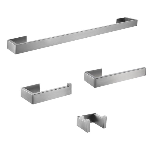 4-Piece Brushed Nickel Stainless Steel Wall Mounted Bathroom Hardware Set - ParrotUncle