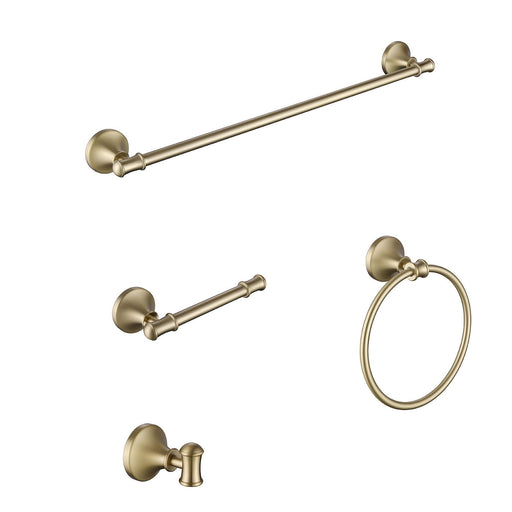 4-Piece Copper and Stainless Steel Wall Mounted Bathroom Hardware Set - Brushed Gold - ParrotUncle
