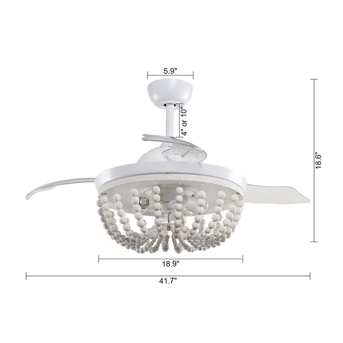 42" Huang Traditional Downrod Mount Chandelier Ceiling Fan with Lighting and Remote Control - ParrotUncle