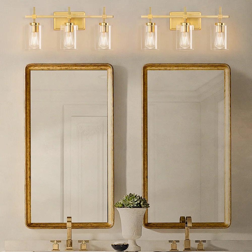 Jasper Modern Clear Glass 3-Light Bathroom Vanity Light