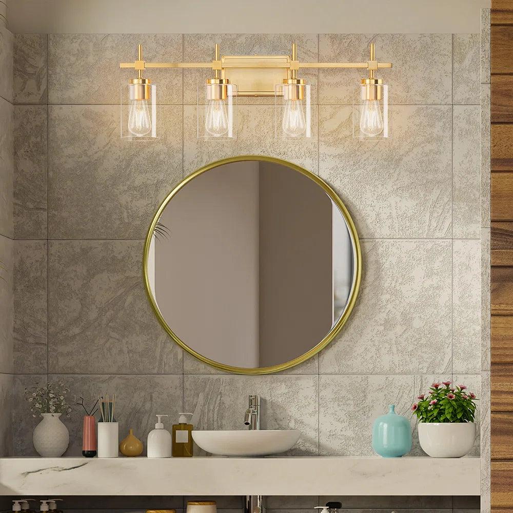 Jasper Black & Gold Clear Glass 4-Light Bathroom Vanity Light