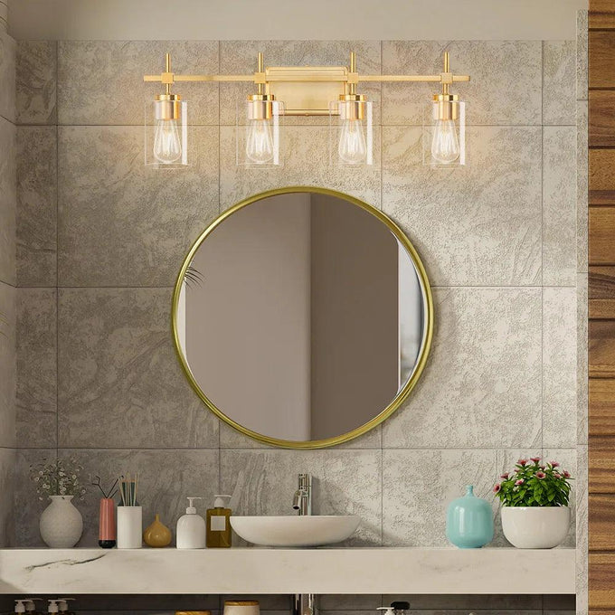 Jasper Black & Gold Clear Glass 4-Light Bathroom Vanity Light