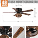 48" Bilbao Farmhouse Flush Mount Reversible Ceiling Fan with Lighting and Remote Control - ParrotUncle