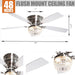 48" Modern Flush Mount Reversible Crytsal Ceiling Fan with Lighting and Remote Control - ParrotUncle