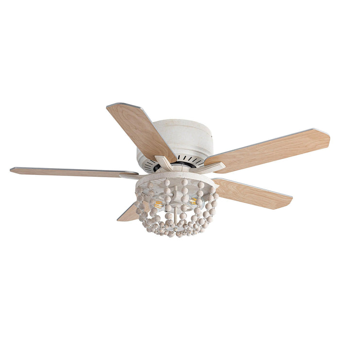48" New Delhi Traditional Flush Mount Reversible Ceiling Fan with Lighting and Remote Control - ParrotUncle