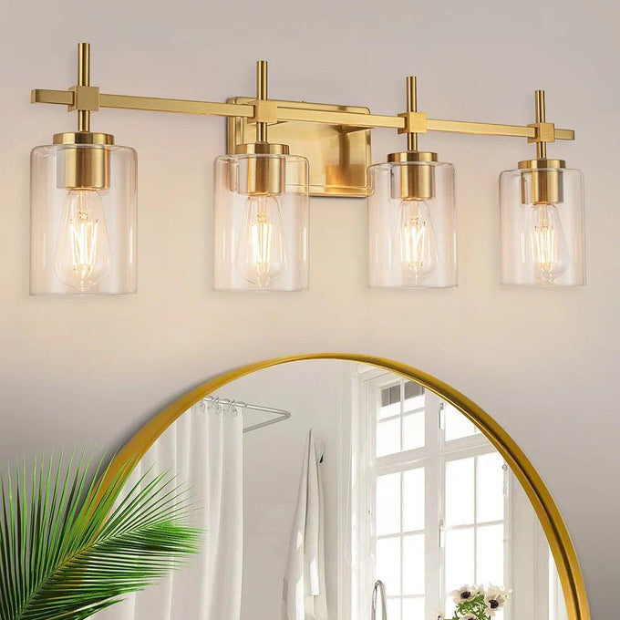 Jasper Black & Gold Clear Glass 4-Light Bathroom Vanity Light